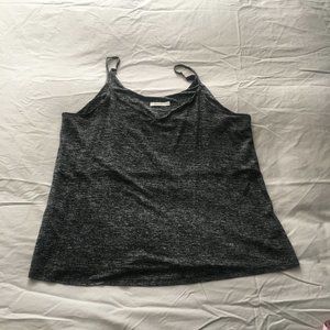 Reitmans V-Neck Sleeveless Blouse Cami Top, Black Heather, Size XL